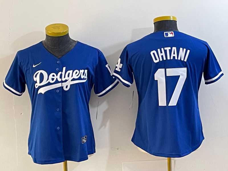 Womens Los Angeles Dodgers #17 Shohei Ohtani Blue Stitched Cool Base Nike Jersey